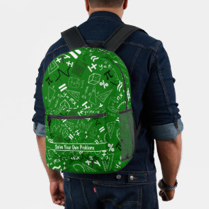 solve your own problems mathematics funny green printed backpack