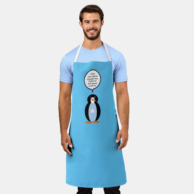 Somali Talking Ms. Penguin Personalized Apron (Worn)