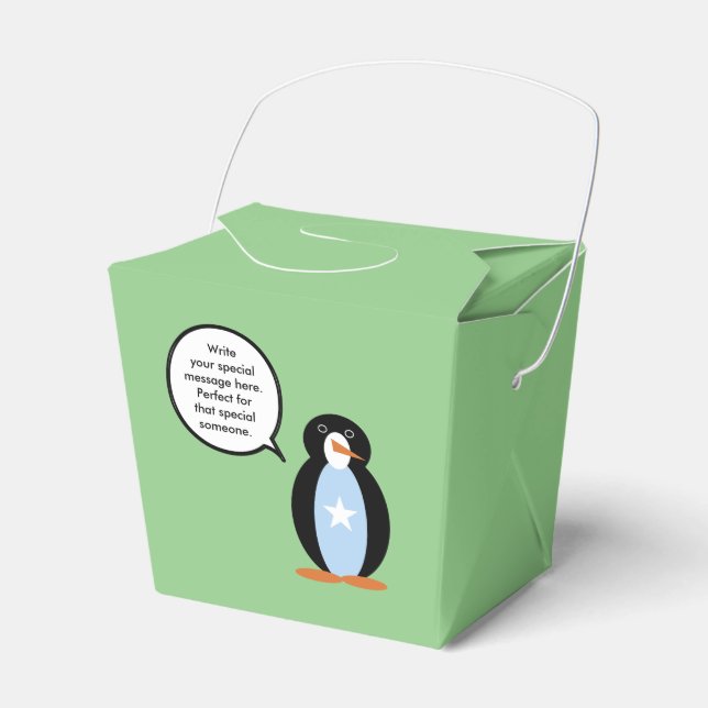 Somali Talking Ms. Penguin Personalized Favor Box (Front Side)