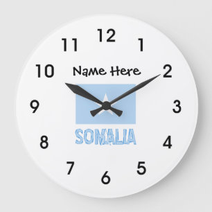 Somalia and Somali Flag with Your Name Large Clock