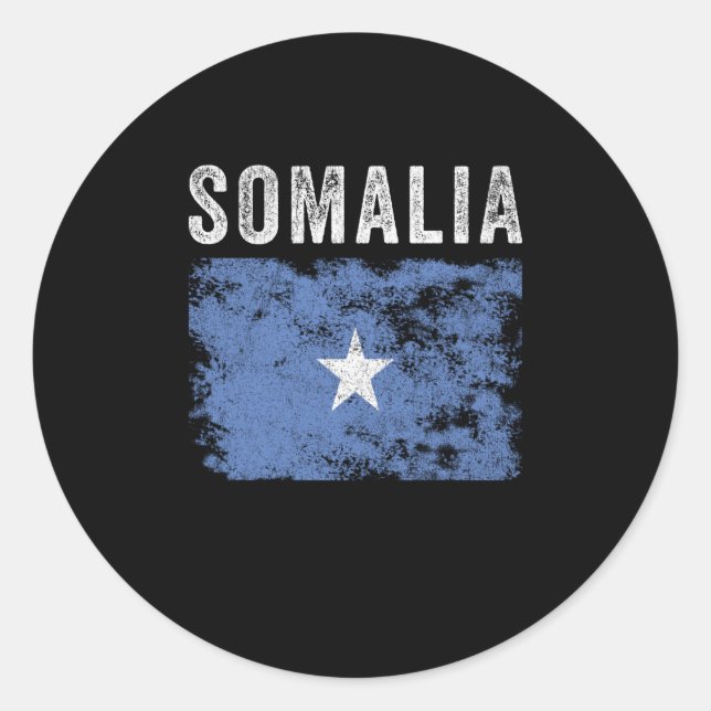 Somalia Flag Distressed - Somali Flag Classic Round Sticker (Front)