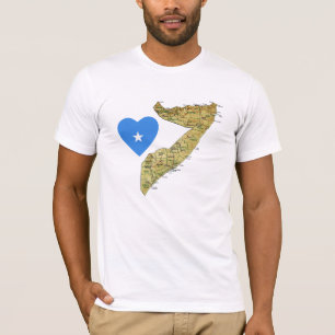 Somalia Flag Heart and Map T-Shirt