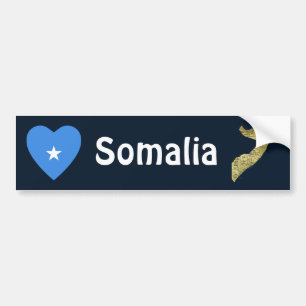 Somalia Flag Heart + Map Bumper Sticker