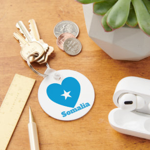 Somalia Heart Flag  Keychain