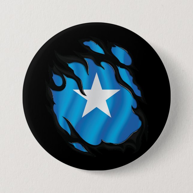 Somalia Ripped Flag 3 Inch Round Button (Front)