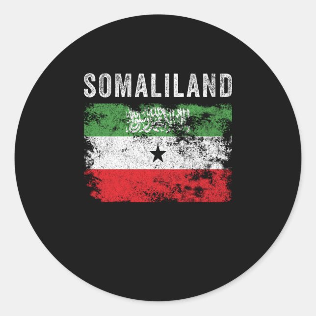 Somaliland Flag Distressed Classic Round Sticker (Front)