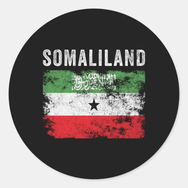 Somaliland Flag Distressed Somalilander Flag Classic Round Sticker (Front)