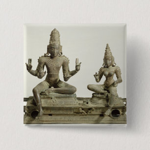 Somaskanda, Chola, Tamil Nadu (bronze) 2 Inch Square Button