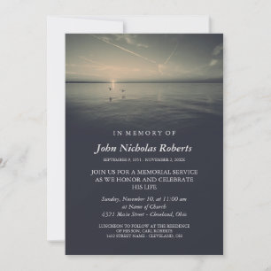 Sombre Birds by Ocean Sunrise Memorial Service Invitation