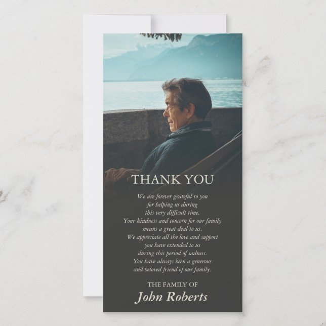 Sombre Gradient Photo Memorial Service Thank You (Front)