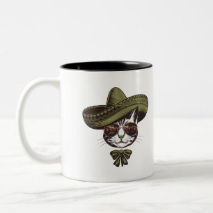 Sombrero Cat Party Two-Tone Coffee Mug