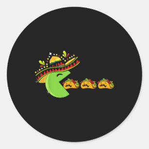 Sombrero Eating Funny Tacos With Moustaches Cinco Classic Round Sticker