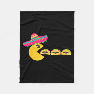 Sombrero eating funny tacos with moustaches cinco fleece blanket