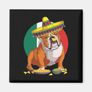 Sombrero English Bulldog Dog Mexico Flag Cinco De Magnet
