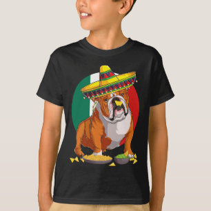 Sombrero English Bulldog Dog Mexico Flag Cinco De T-Shirt