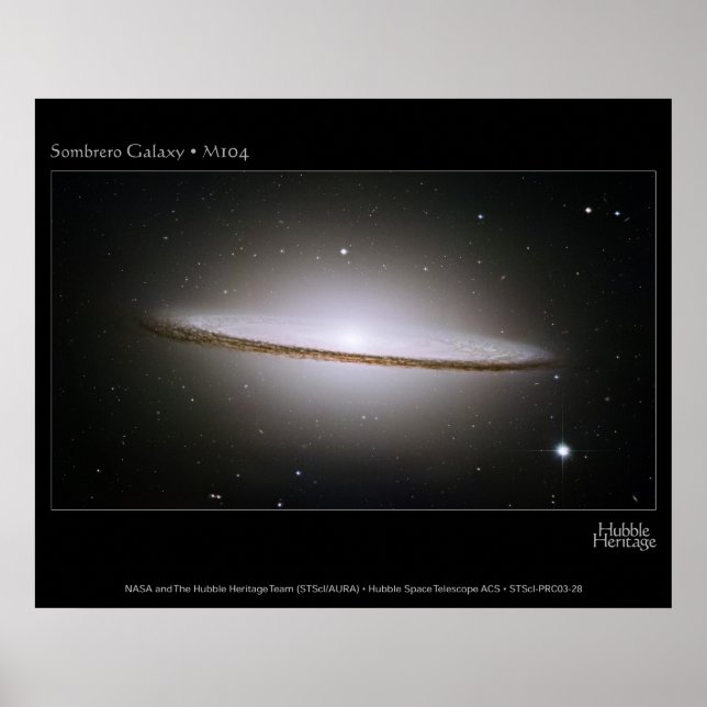 Sombrero Galaxy, largest Hubble mosaics ever assem Poster (Front)