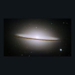 Sombrero Galaxy Poster<br><div class="desc">A brilliant white core is encircled by thick dust lanes in this spiral galaxy,  seen edge-on. The galaxy is 50, 000 light-years across and 28 million light years from Earth. Credit: NASA and The Hubble Heritage Team (STScI/AURA)</div>