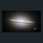Sombrero Galaxy Poster<br><div class="desc">A brilliant white core is encircled by thick dust lanes in this spiral galaxy,  seen edge-on. The galaxy is 50, 000 light-years across and 28 million light years from Earth. Credit: NASA and The Hubble Heritage Team (STScI/AURA)</div>