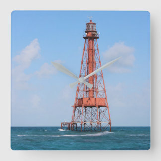 Sombrero Key Lighthouse, Florida Keys Square Wall Clock