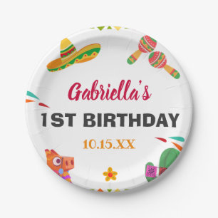 Sombrero Llama Mexican Style Fiesta First Birthday Paper Plate