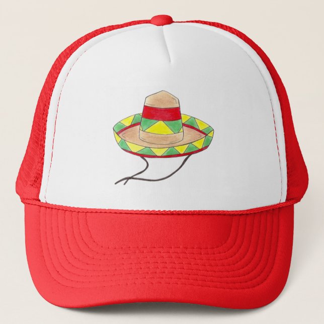 Sombrero Mexican Fiesta Party Cinco de Mayo Trucker Hat (Front)