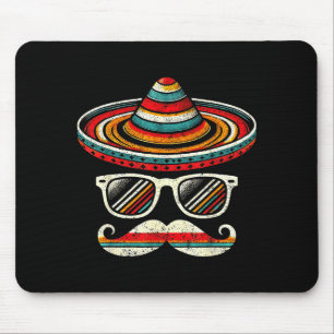 Sombrero Mustache Sungles Cinco De Mayo Fiesta Men Mouse Pad
