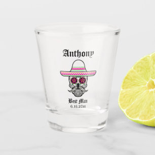 Sombrero Sugar Skull   Best Man Wedding Gift Shot Glass