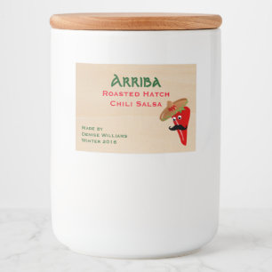 Sombrero Wearing Chili Pepper Jar Label