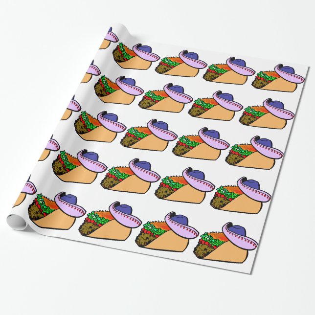 Sombrero Wearing Taco Wrapping Paper (Unrolled)