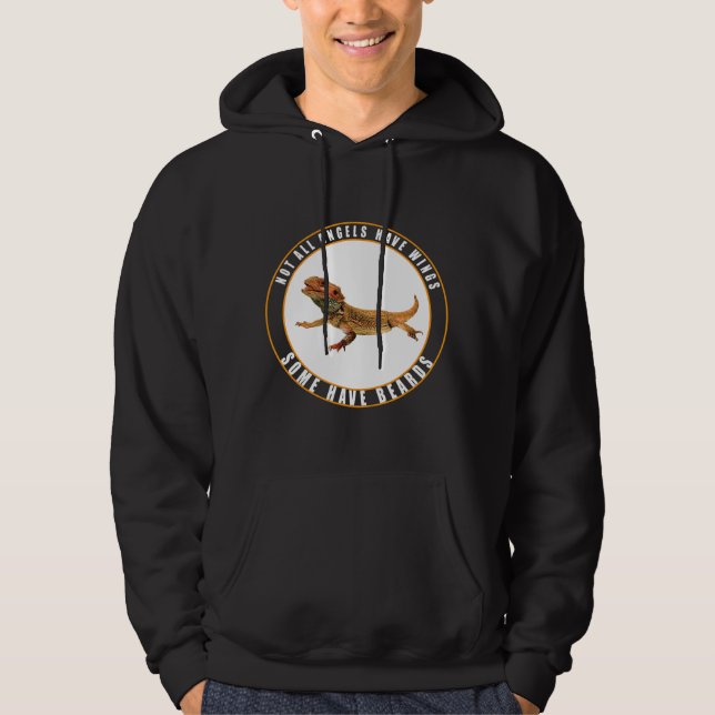 Some Angels Have Beards Bearded Dragon Lizard Hoodie (Front)