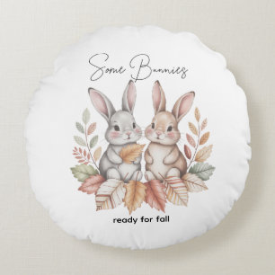 Some Bunnies Ready for Fall Round Pillow