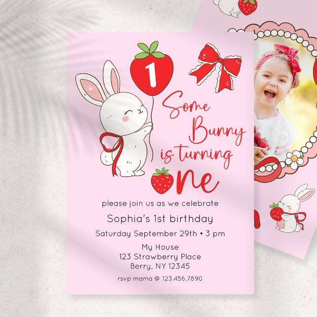 Some Bunny 1st Birthday Photo Invitation (Creator Uploaded)