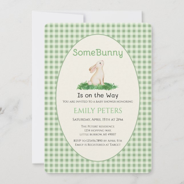 Some Bunny Baby Shower Green Invitation (Front)