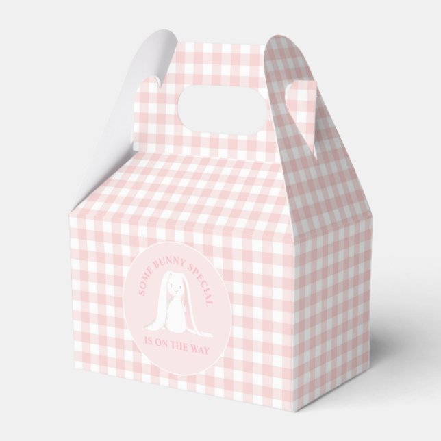 Some Bunny Baby Shower Pink Gingham Favor Box (Front Side)