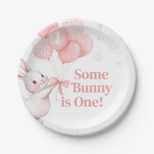 Some Bunny Balloon Birthday Party Paper Plate