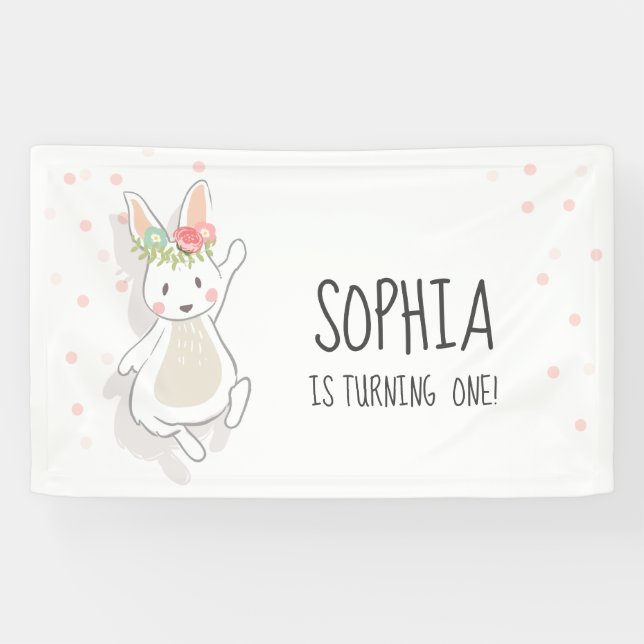 Some Bunny Birthday Banner First Pink Girl Easter (Horizontal)