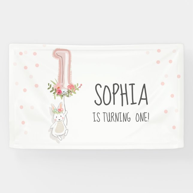 Some Bunny Birthday Banner First Pink Girl Easter (Horizontal)