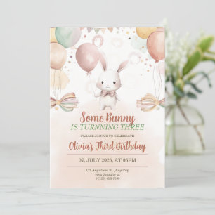 Some Bunny Birthday Daisy Pastel Rabbit Invitation