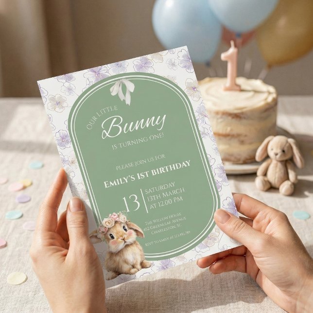 Some Bunny Birthday Invitation Bunny 1st Birthday (Créateur téléchargé)