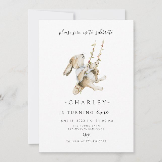 Some Bunny Birthday modern minimalist  Invitation (Front)