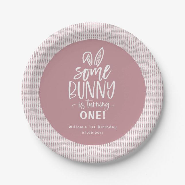 Some Bunny Birthday Party Paper Plate (Front)