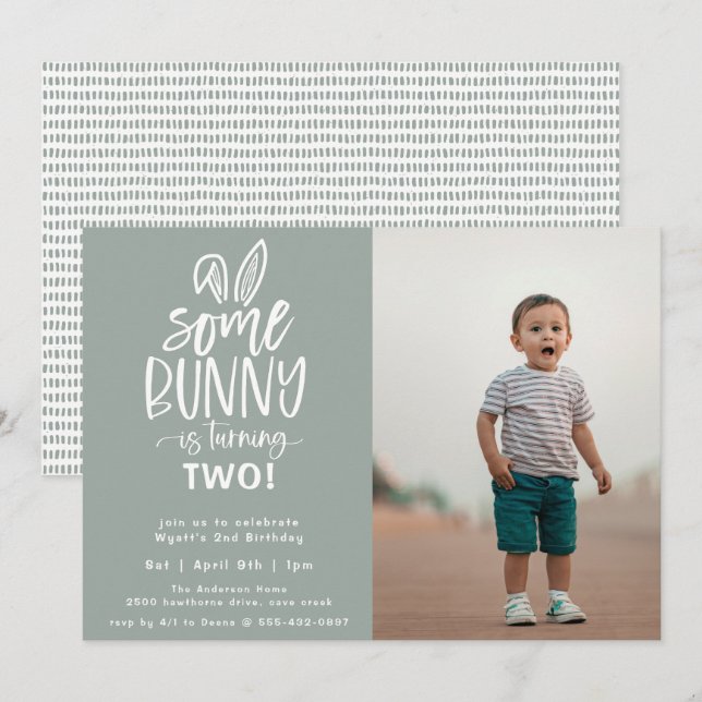 Some Bunny Birthday Party Photo Invitation (Front/Back)