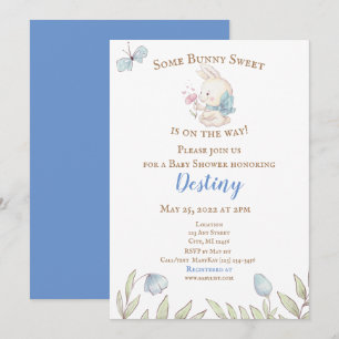 Some Bunny Blue Baby Shower Invitation 