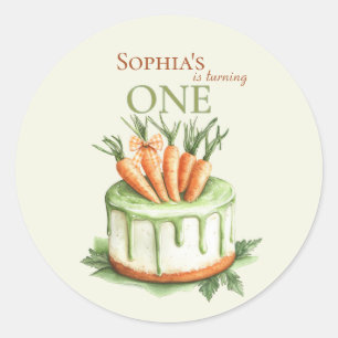 Some Bunny Carrot Cake 1st Birthday Watercolor Classic Round Sticker