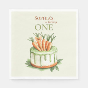 Some Bunny Carrot Cake 1st Birthday Watercolor Napkin