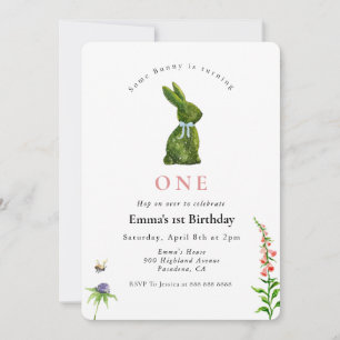 Some Bunny Cute watercolor Topiary Rabbit  Invitation