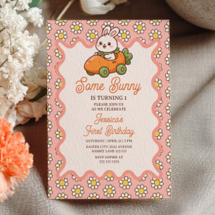 Some Bunny Easter Baby Girl 1st Birthday Party Invitation