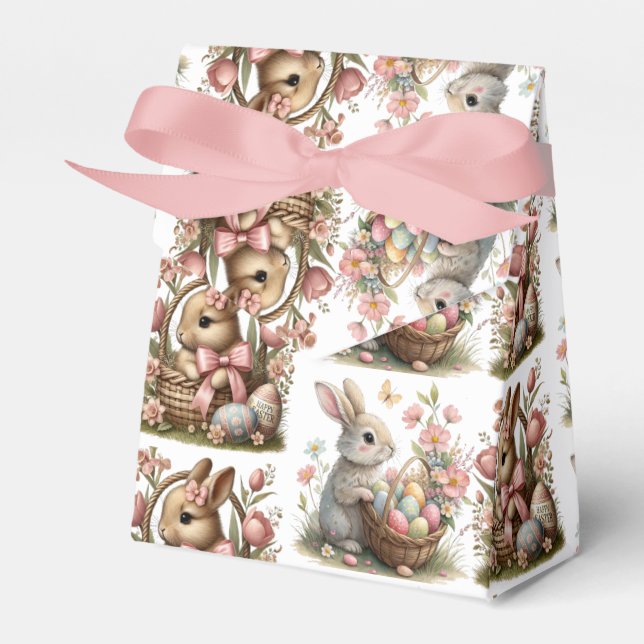 Some bunny easter  Basket wildflower Favor Box (Front Side)