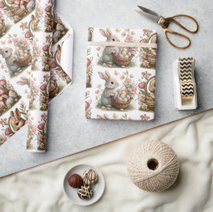 Some bunny easter  Basket wildflower Wrapping Paper