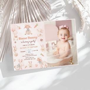 Some Bunny Easter Egg Spring Birthday Photo Invitation
